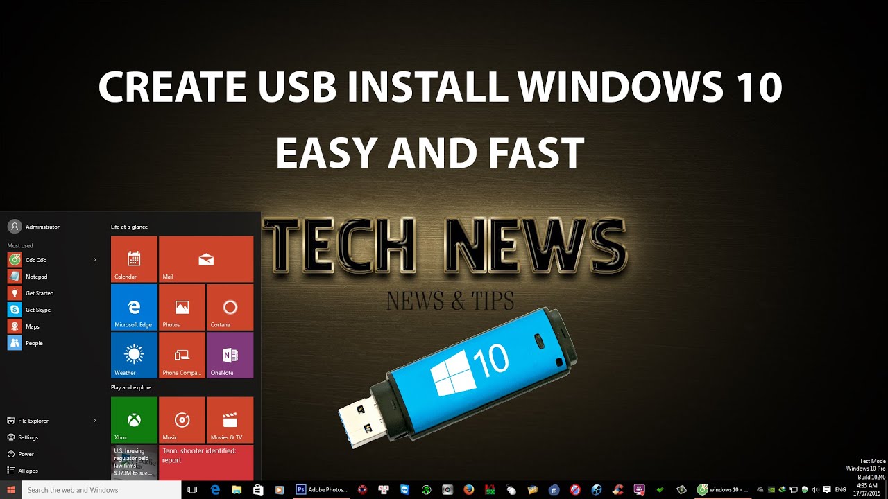 create windows 10 usb install